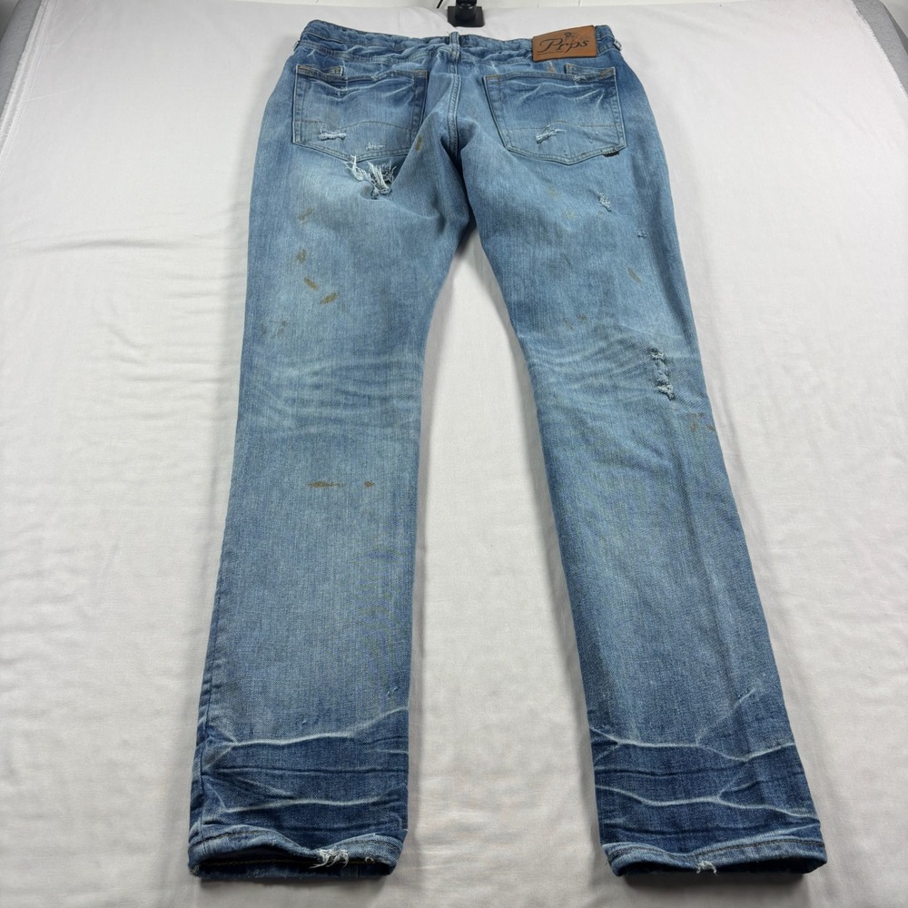 PRPS Jeans Mens 34x33 Blue Cayenne Super Skinny Distressed Grunge Stretch - Picture 8 of 10
